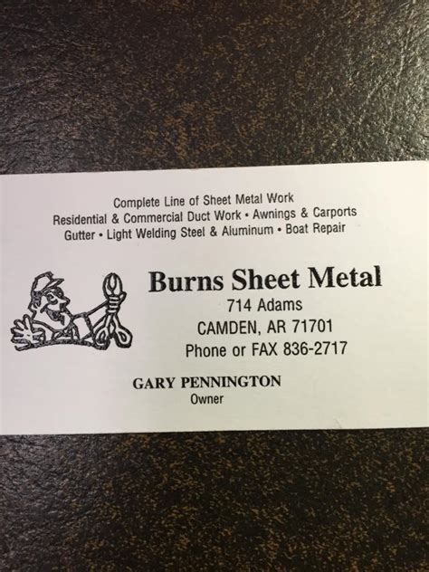 burner sheet metal|burns sheet metal camden ar.